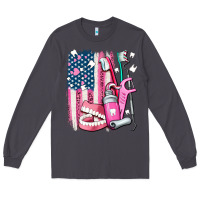 Smoke American flag and dental elements with teeth Long Sleeve Tee - AdoDesignShop