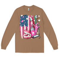 Toasted Coconut American flag and dental elements with teeth Long Sleeve Tee - AdoDesignShop