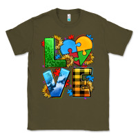 Army Green love with heart sunflower Classic Tee - AdoDesignShop