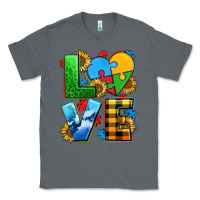 Charcoal Heather love with heart sunflower Classic Tee - AdoDesignShop