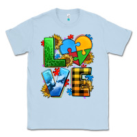 Dusty Blue love with heart sunflower Classic Tee - AdoDesignShop
