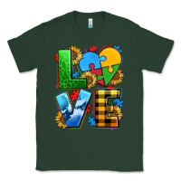 Sports Green love with heart sunflower Classic Tee - AdoDesignShop