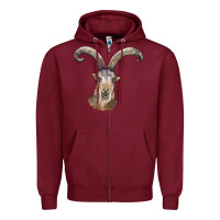Burgundy spanish goat face Zipper Hoodie - LillyAllenDesigns