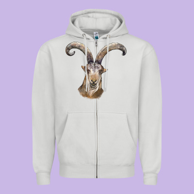 Spanish Goat Face Zipper Hoodie Designed By Lillyallendesigns