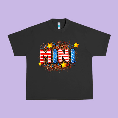 Usa Mini  Leopard Background Urban Heavy Tee Designed By Adodesignshop
