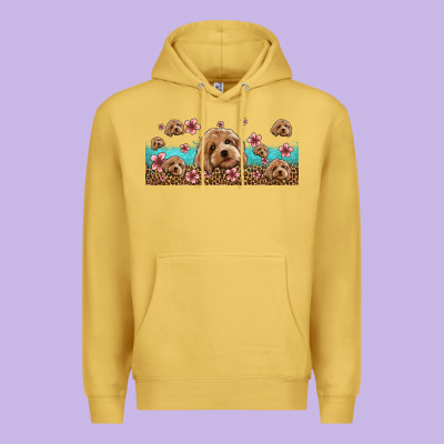 Floral Cockapoo Premium Hoodie Designed By Jasminsmagicworld