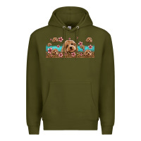Army Green floral cockapoo Premium Hoodie - Jasminsmagicworld