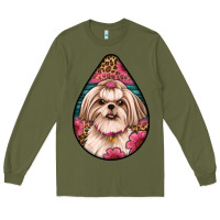 Army Green shih tzu teardrop earrings Long Sleeve Tee - Artiststas