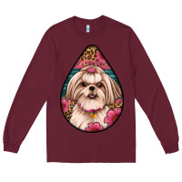 Burgundy shih tzu teardrop earrings Long Sleeve Tee - Artiststas