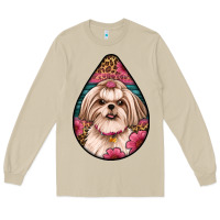 Shih Tzu Teardrop Earrings Long Sleeve Tee | Teevron