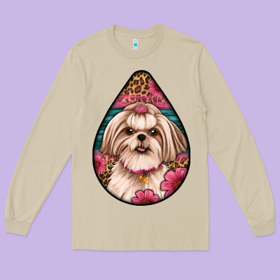 Shih Tzu Teardrop Earrings Long Sleeve Tee Designed By Artiststas