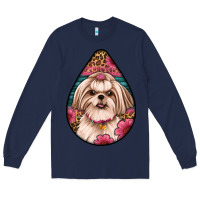 Navy shih tzu teardrop earrings Long Sleeve Tee - Artiststas