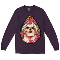 Plum shih tzu teardrop earrings Long Sleeve Tee - Artiststas