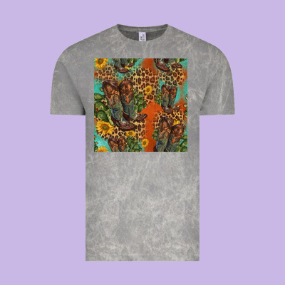 Western Boots And Sunflowers Seamless Pattern Vintage Tee Designed By Hra Design Shop
