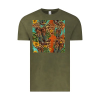 Vintage Olive western boots and sunflowers seamless pattern Vintage Tee - HRA Design Shop