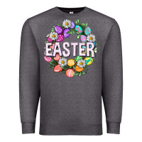 Charcoal Heather Easter with eggs and daisy Premium Sweatshirt - NancyCooperArtShop