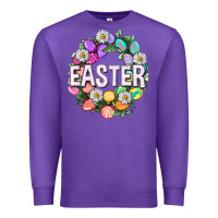 Purple Easter with eggs and daisy Premium Sweatshirt - NancyCooperArtShop