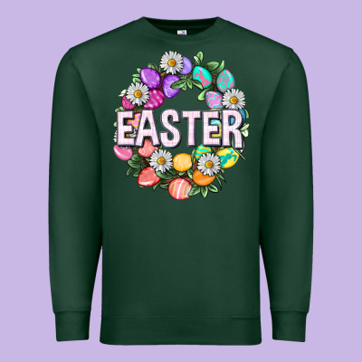 Easter With Eggs And Daisy Premium Sweatshirt Designed By Nancycooperartshop