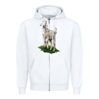 White Kiko Goat Zipper Hoodie - LillyAllenDesigns
