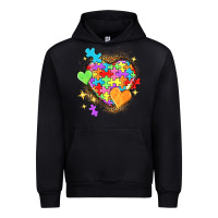 Black Autism hearts Urban Hoodie - NancyCooperArtShop