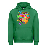 Emerald Autism hearts Urban Hoodie - NancyCooperArtShop
