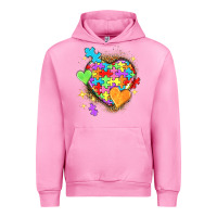 Fuchsia Pink Autism hearts Urban Hoodie - NancyCooperArtShop