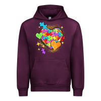 Mauve Wine Autism hearts Urban Hoodie - NancyCooperArtShop