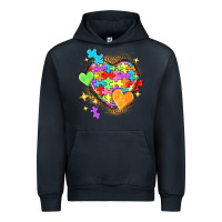 Navy Autism hearts Urban Hoodie - NancyCooperArtShop