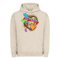 Pigment French Oak Autism hearts Urban Hoodie - NancyCooperArtShop