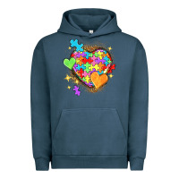 Pigment Midnight Navy Autism hearts Urban Hoodie - NancyCooperArtShop