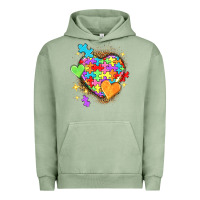 Pigment Oil Green Autism hearts Urban Hoodie - NancyCooperArtShop