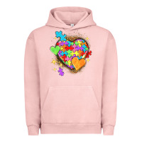 Pigment Salmon Autism hearts Urban Hoodie - NancyCooperArtShop