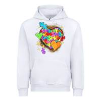 White Autism hearts Urban Hoodie - NancyCooperArtShop