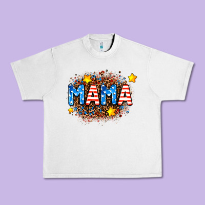 Usa Mama  Leopard Background Urban Heavy Tee Designed By Adodesignshop
