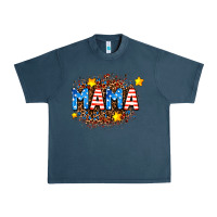 Midnight Navy usa Mama  leopard background Urban Heavy Tee - AdoDesignShop