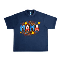 Navy usa Mama  leopard background Urban Heavy Tee - AdoDesignShop