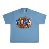 Pebble Blue usa Mama  leopard background Urban Heavy Tee - AdoDesignShop