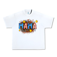 White usa Mama  leopard background Urban Heavy Tee - AdoDesignShop