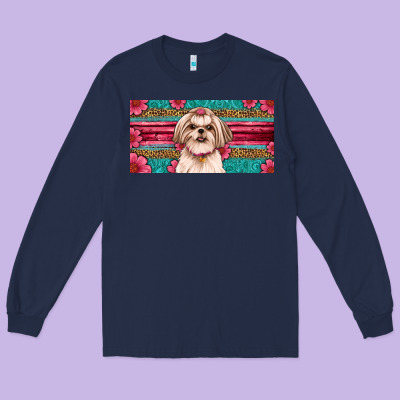 Shih Tzu License Plate Long Sleeve Tee Designed By Artiststas