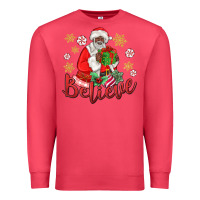 Cardinal believe black santa christmas Premium Sweatshirt - MaliasSmallBusiness