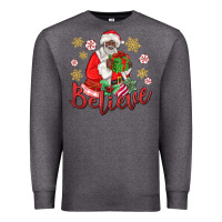 Charcoal Heather believe black santa christmas Premium Sweatshirt - MaliasSmallBusiness