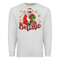 Dove Grey believe black santa christmas Premium Sweatshirt - MaliasSmallBusiness