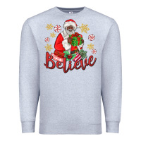 Heather Grey believe black santa christmas Premium Sweatshirt - MaliasSmallBusiness