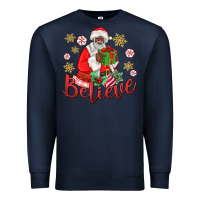 Navy believe black santa christmas Premium Sweatshirt - MaliasSmallBusiness