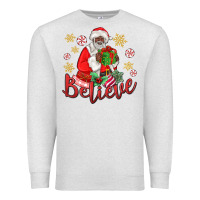 Oatmeal Heather believe black santa christmas Premium Sweatshirt - MaliasSmallBusiness