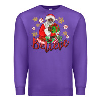 Purple believe black santa christmas Premium Sweatshirt - MaliasSmallBusiness