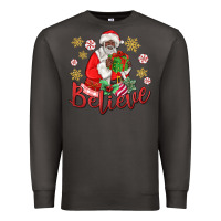 Smoke believe black santa christmas Premium Sweatshirt - MaliasSmallBusiness