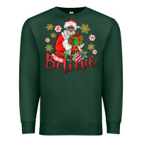 Sports Green believe black santa christmas Premium Sweatshirt - MaliasSmallBusiness