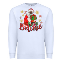 White believe black santa christmas Premium Sweatshirt - MaliasSmallBusiness