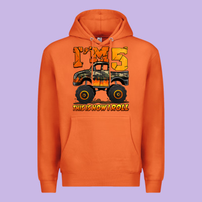 I'm Five This Is How I Roll Monster Truck Birthday Premium Hoodie Designed By Jasminsmagicworld